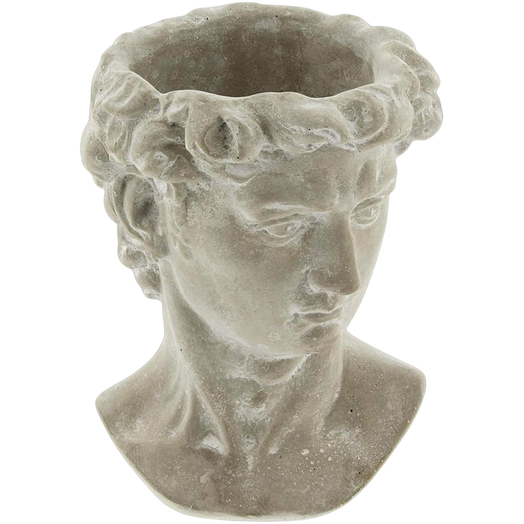 Greek Statue Head Cement Planter - Unique Sculpture Plant Pot for Indoor Outdoor Home Garden Decor (6")