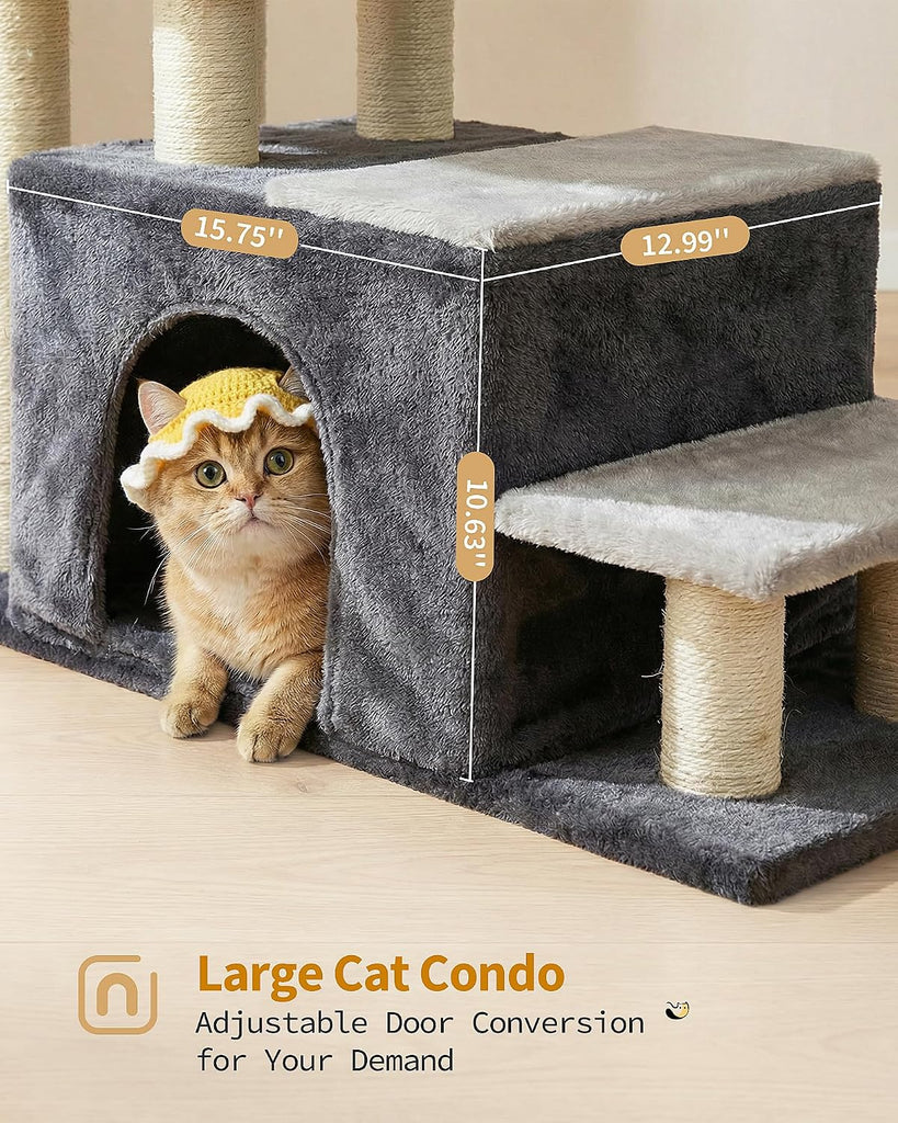 4-Tier Cat Stairs for High Bed with 22'' Cat Scratching Post