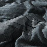 MaiRêve Queen Comforter Set Blue Grey, Textured Design Crinkle Bedding Sets 7 Pieces