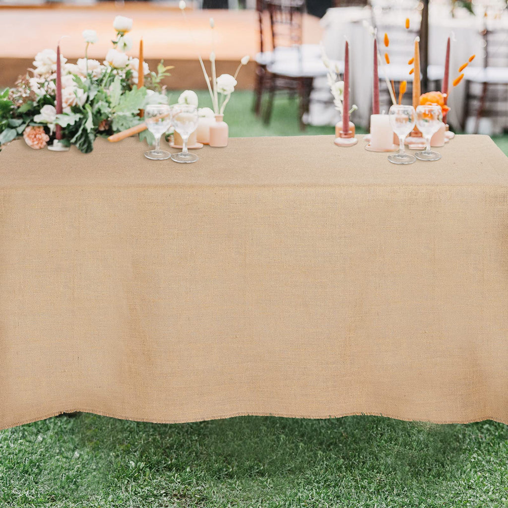 Natural Burlap Tablecloth Farmhouse Rustic Wedding Rectangle Burlap Table Cover Jute Tablecloth for Wedding Party