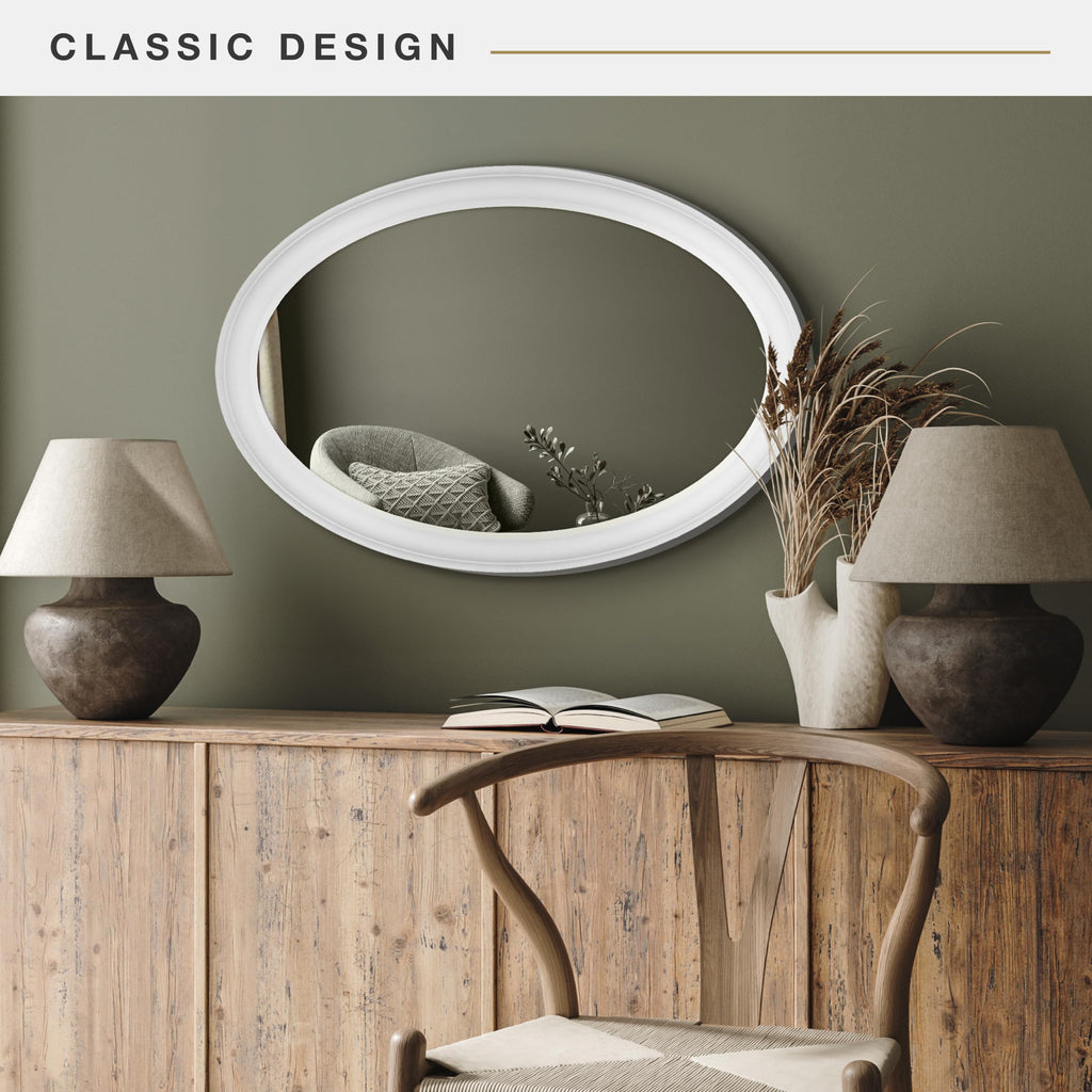 Wall Mirror, 21x31, Classic White Oval
