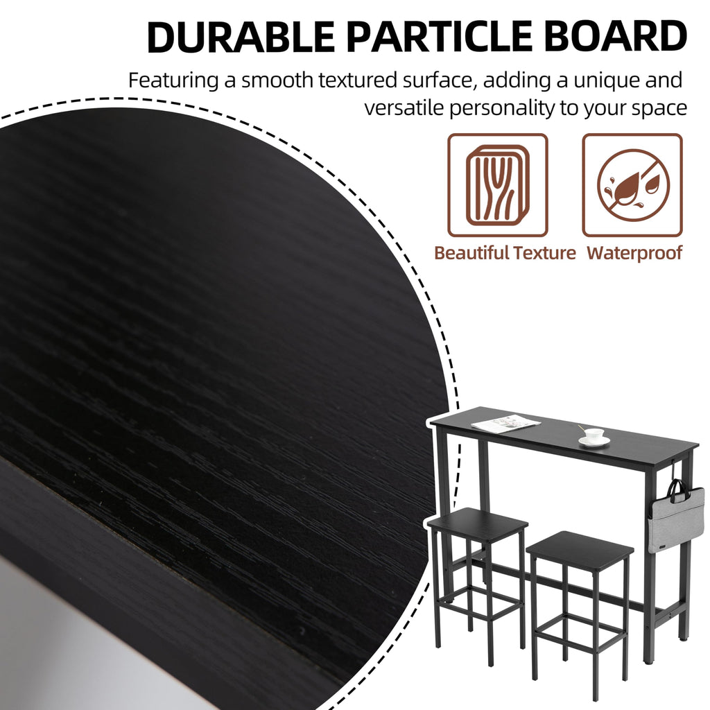 52.7" Industrial Bar Table Set with 2 Stools - Counter Height Dining & Pub Table for Small Spaces, Kitchen
