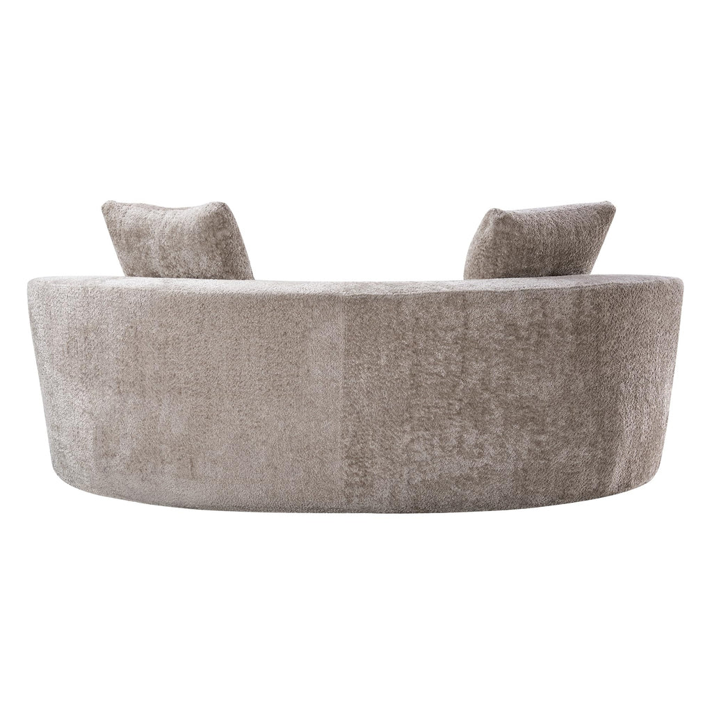 80" Boucle Curved Modular Boneless with 2 Pillows, Camel