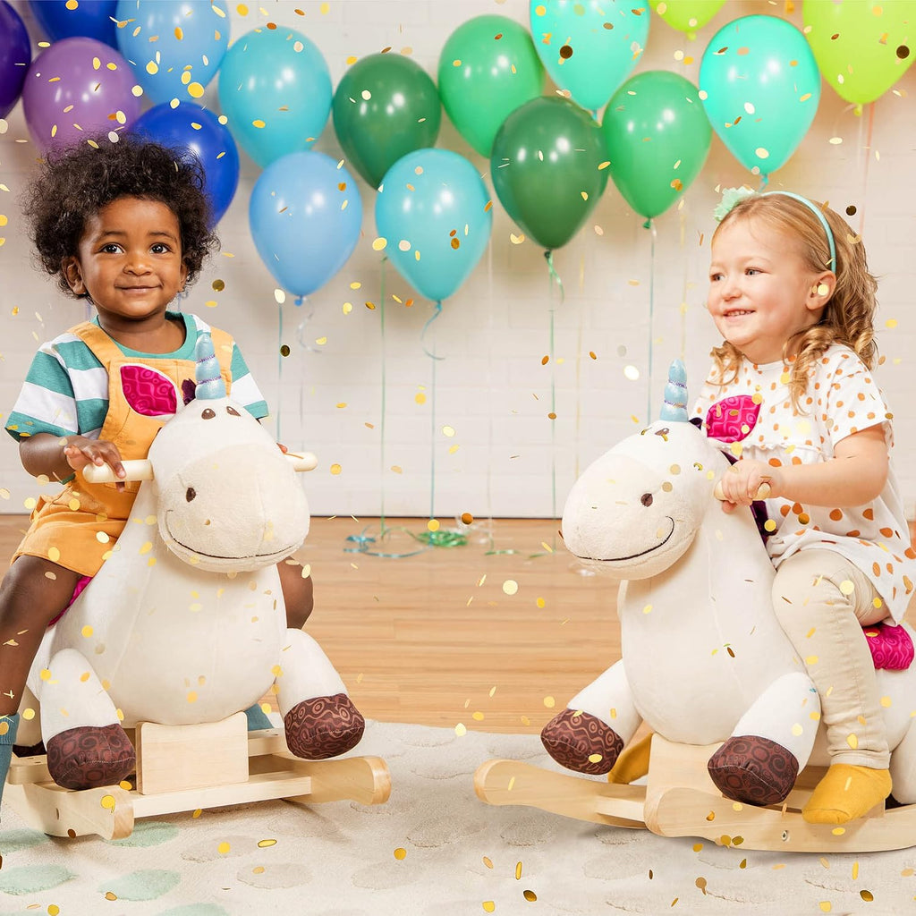 Unicorn Rocker, Dilly-Dally Wooden Ride-On Plush Toy, Soft Toys