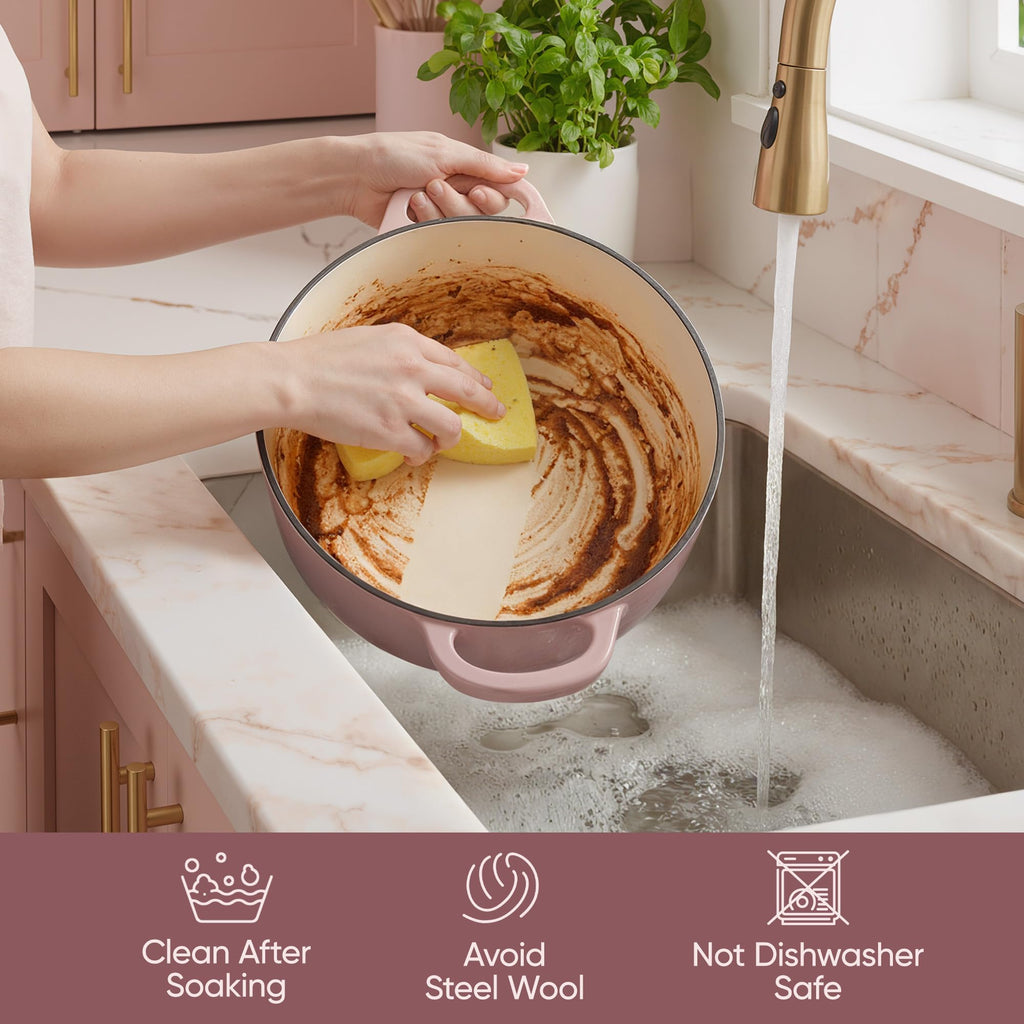 4.5 Quart Dutch Oven Pot with Lid, Non Stick Enameled Cast Iron Dutch Oven for Bread Baking, Heavy-Duty, Oven Safe