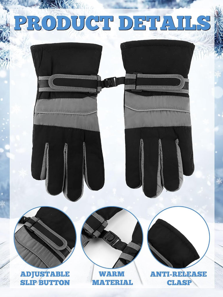 3 Pairs Kids Winter Ski Gloves Waterproof