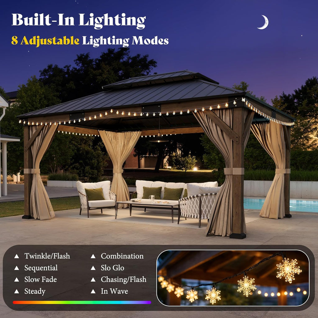12' x 16' Heavy Duty Hardtop Gazebo with Double Metal Roof