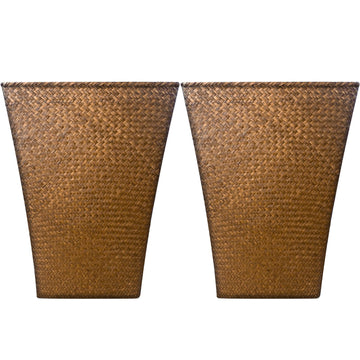 Resin Seagrass Planter 2 Pack, Large Taper Planter, Handwoven Natural Baskets for Indoor/Outdoor Pots, Decor