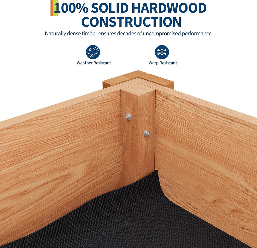 48"x24"x30" Raised Elevated Wooden Garden Planter Box | Reinforced Frame Built-in Hooks Drainage Holes & Matching