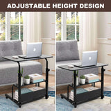 Adjustable Height Mobile Computer Desk for Small Space Rolling Writing with Wheels Corner Home Office Study Portable