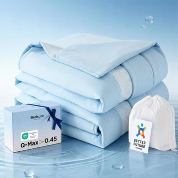 CoolOxy Cooling Comforter Queen - 4X Breathable & Q-Max>0.45 Summer Comforter, Cooling Blankets for Hot Sleepers