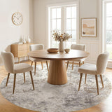 8ft Round Area Rug Living Room Rugs - 8x8 Washable Neutral Modern Abstract Soft Thin Rug Indoor Floo