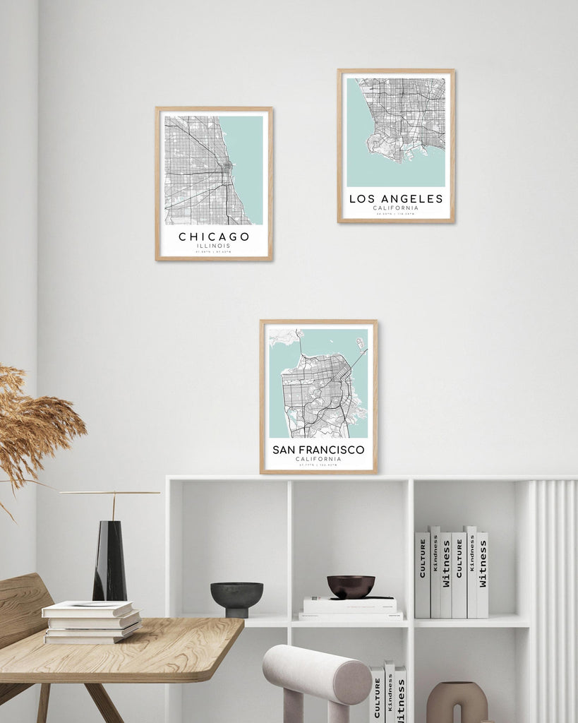 San Francisco Map Framed Wall, Minimalist Canvas Print, 12x16