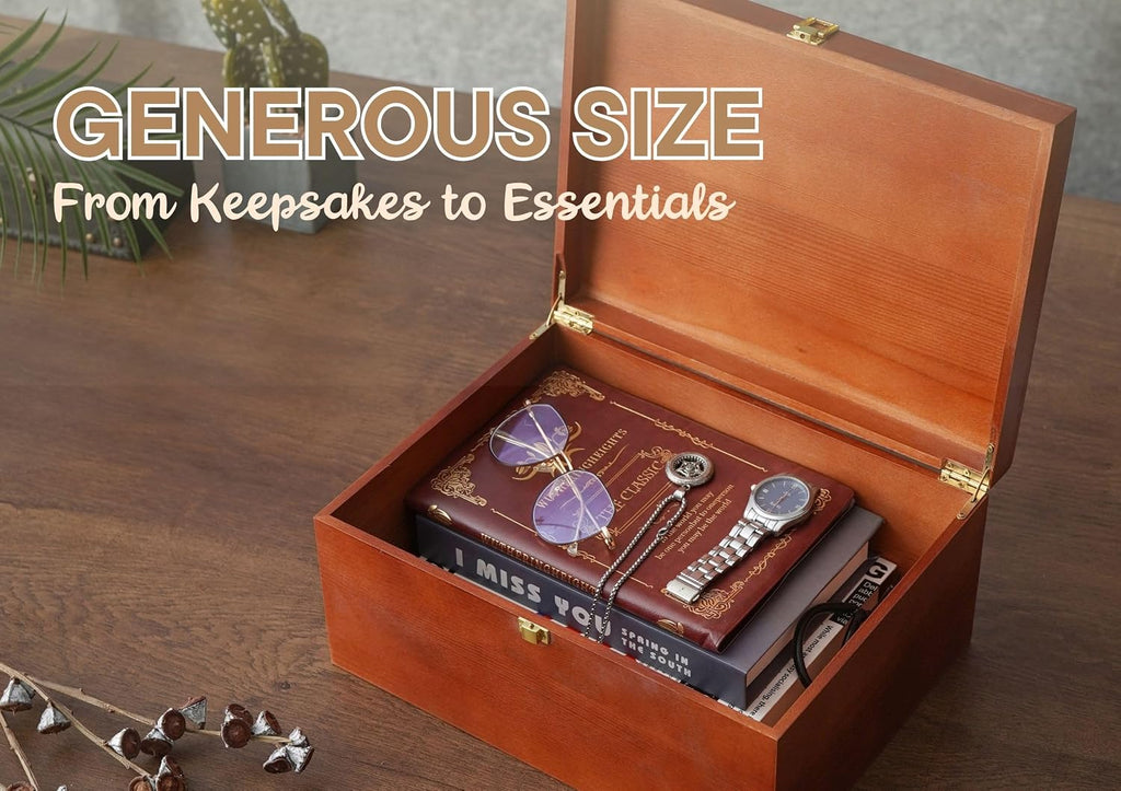 Keepsake Box Elephant Gifts for Women, Wooden Storage Boxes, Decorative Organizer with Lid for Memory Treasure
