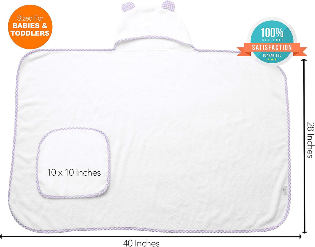 Premium Boutique Baby Towels for Girls - Hooded Girl Towel & Washcloth Set - Organic Viscose Made from Bamboo Baby