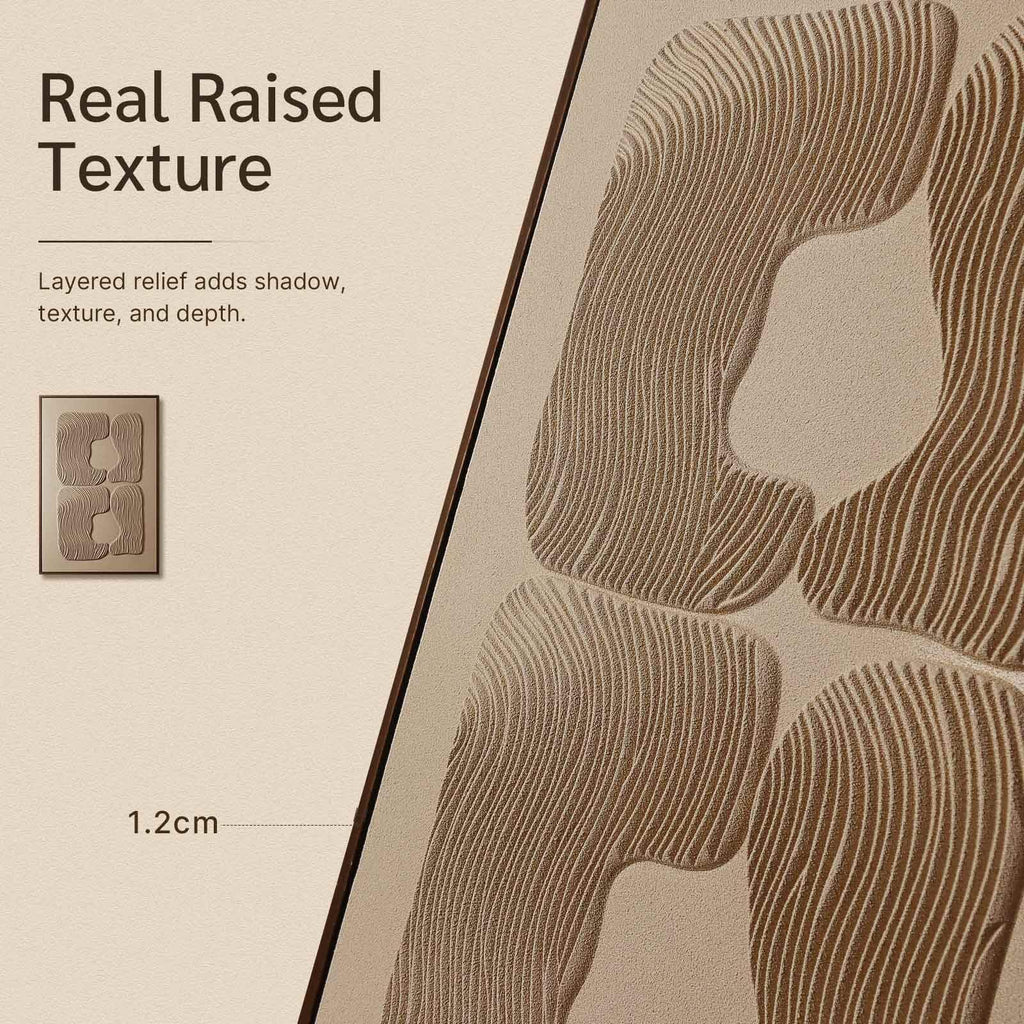 3D Textured Abstract Wall Art, 24 x 36 in, Warm Neutral