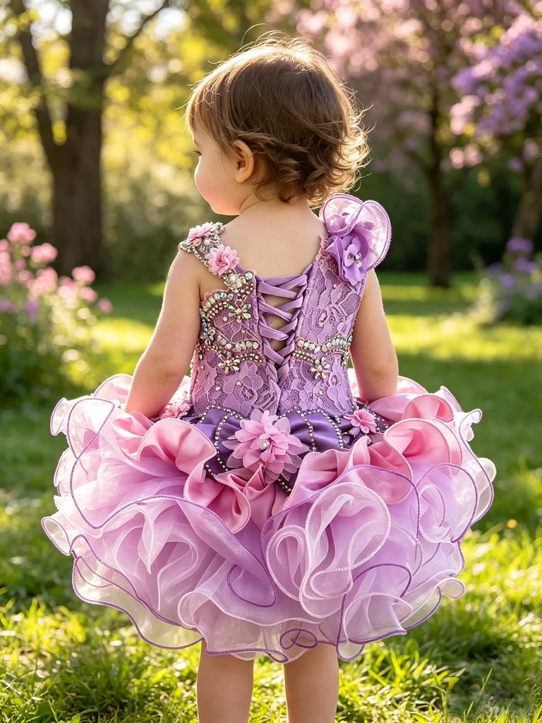 Baby Girl Pageant Dress Handmade Beaded Dresses Toddler Pageant Girl's Princess Dress