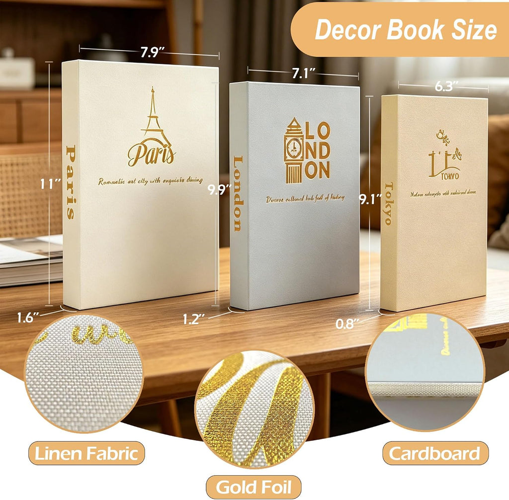 Decorative Books Decor, Faux Book for Decoration, Fake Book Set | Realistic Book-Like Design, Practical Hollow