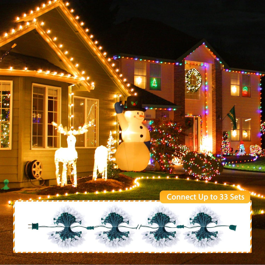 C9 LED Christmas String Lights, 66ft 100 LED Waterproof Strawberry String Lights, Plug-in Extendable Green Wire