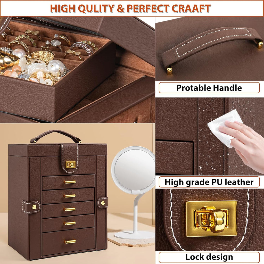 6-Tier Jewelry Box Organizer 5 Drawers Jewelry Storage Case