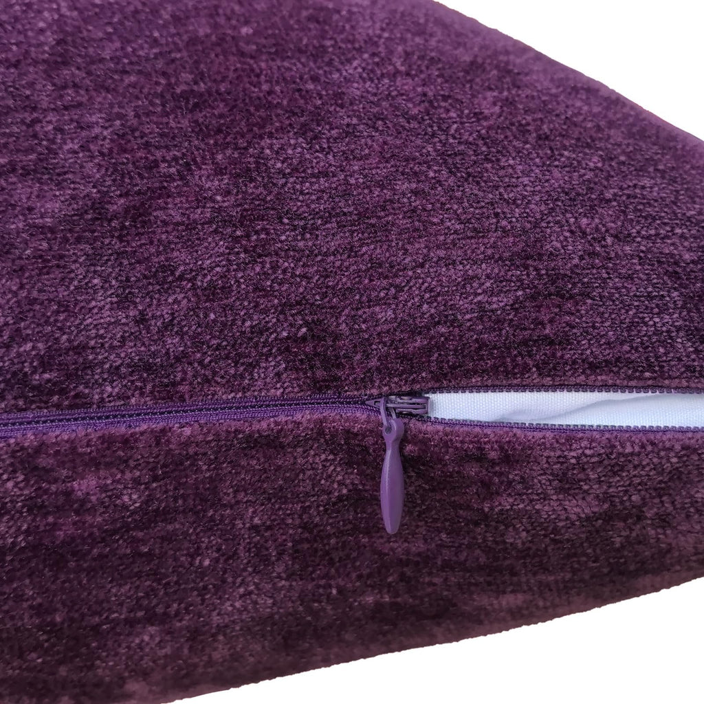 Plum Purple Soft Throw Pillow Covers Decorative Chenille Square Couch Cushion Cases Sofa Decor, Set of 2, 18 x 18