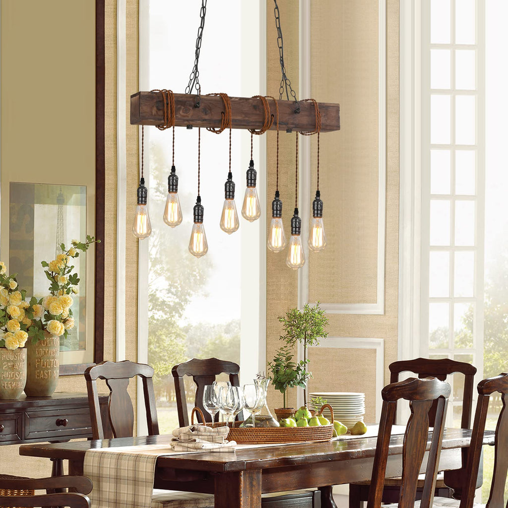 8-Light Rustic Chandeliers, Wood Chandelier
