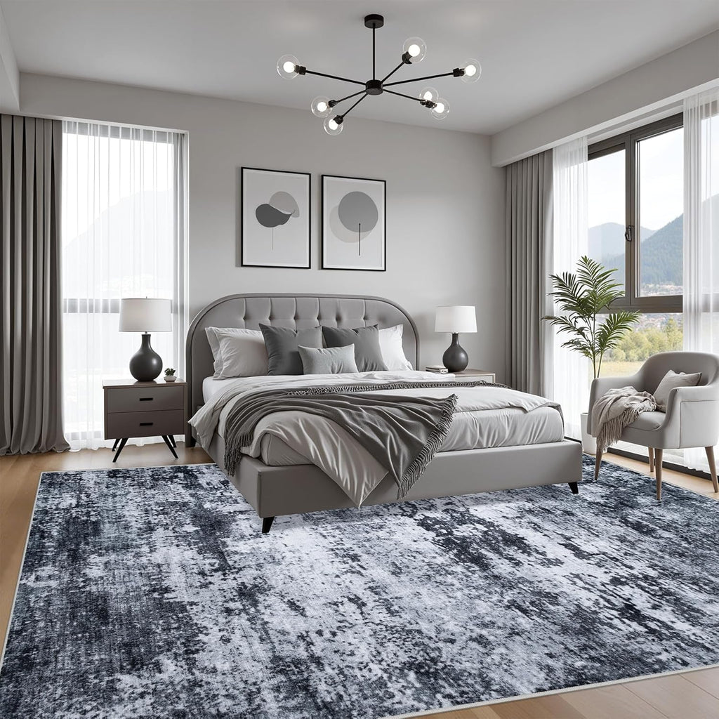 5x7 Area Rug Living Room Rug: Washable Modern Abstract Soft Thin Rug Indoor Floor No Slip Stain Resistant Carpet