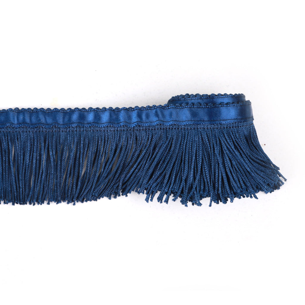Fringe Trim 6.8 Yard x 2 Inches Fringes with Borders of Blue