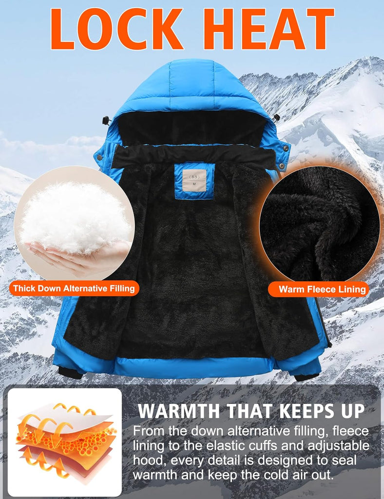 Boys' Winter Coat Kids Puffer Winter Jacket Thick Fleece Lined Warm Hooded Outerwear Coats for Boys Girls