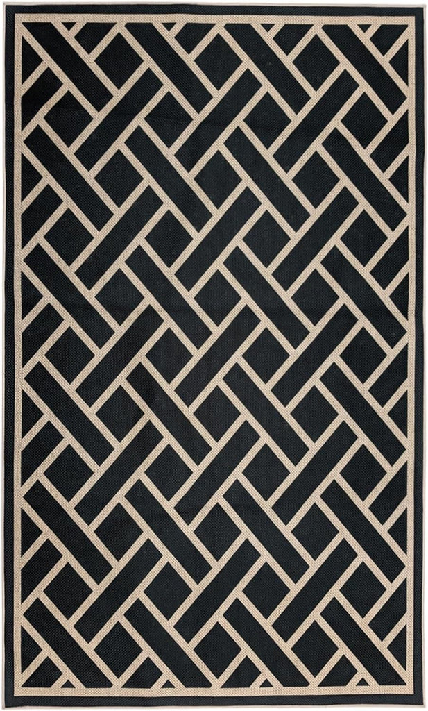 Easy Jute Outdoor Patio Rug Checkered Farmhouse Washable Rugs Indoor Outdoor Area Carpet Non Slip Black Living