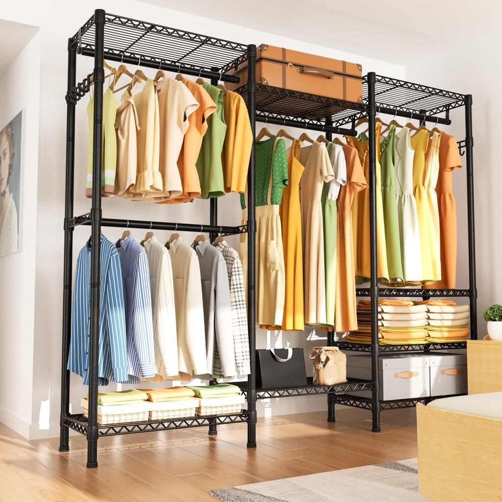 Heavy Duty Clothes Rack Wardrobe with Adjustable Wire Shelves