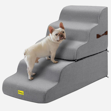 Extra Wide Sturdy 30D High Density Foam Dog Stairs for High Beds 22.8" H, 5-Steps Pet Stairs for Small Medium Large