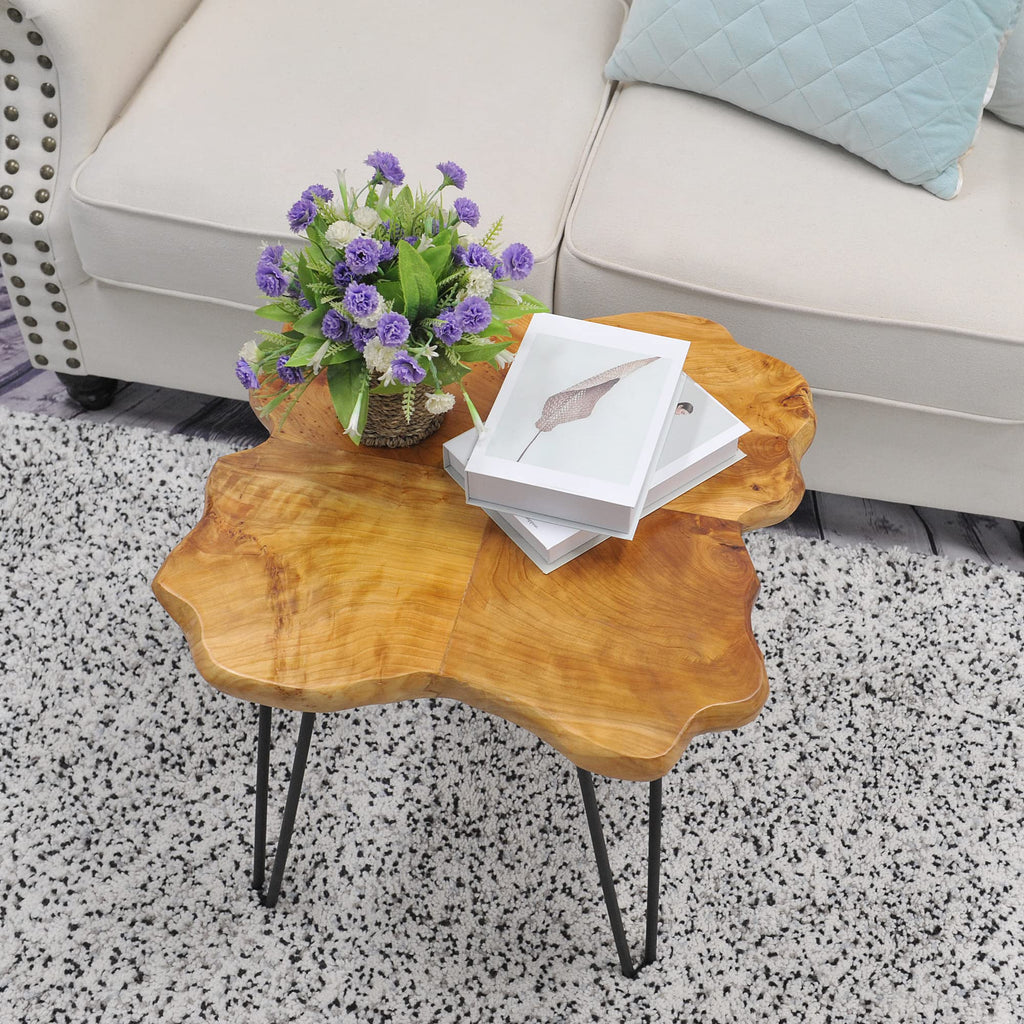 Cedar Natural Wood Live Edge Coffee Table 21" x 21" x 21" H Accent Vintage Wooden Side Tables Solid Rustic Plant