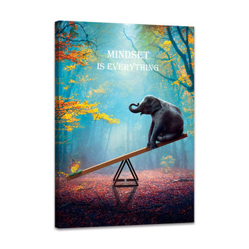 Elephant Wall Art Mindset Motivation Office Wall Canvas Animals Poster Framed Artwork Ready to Hang (16x24 inch)