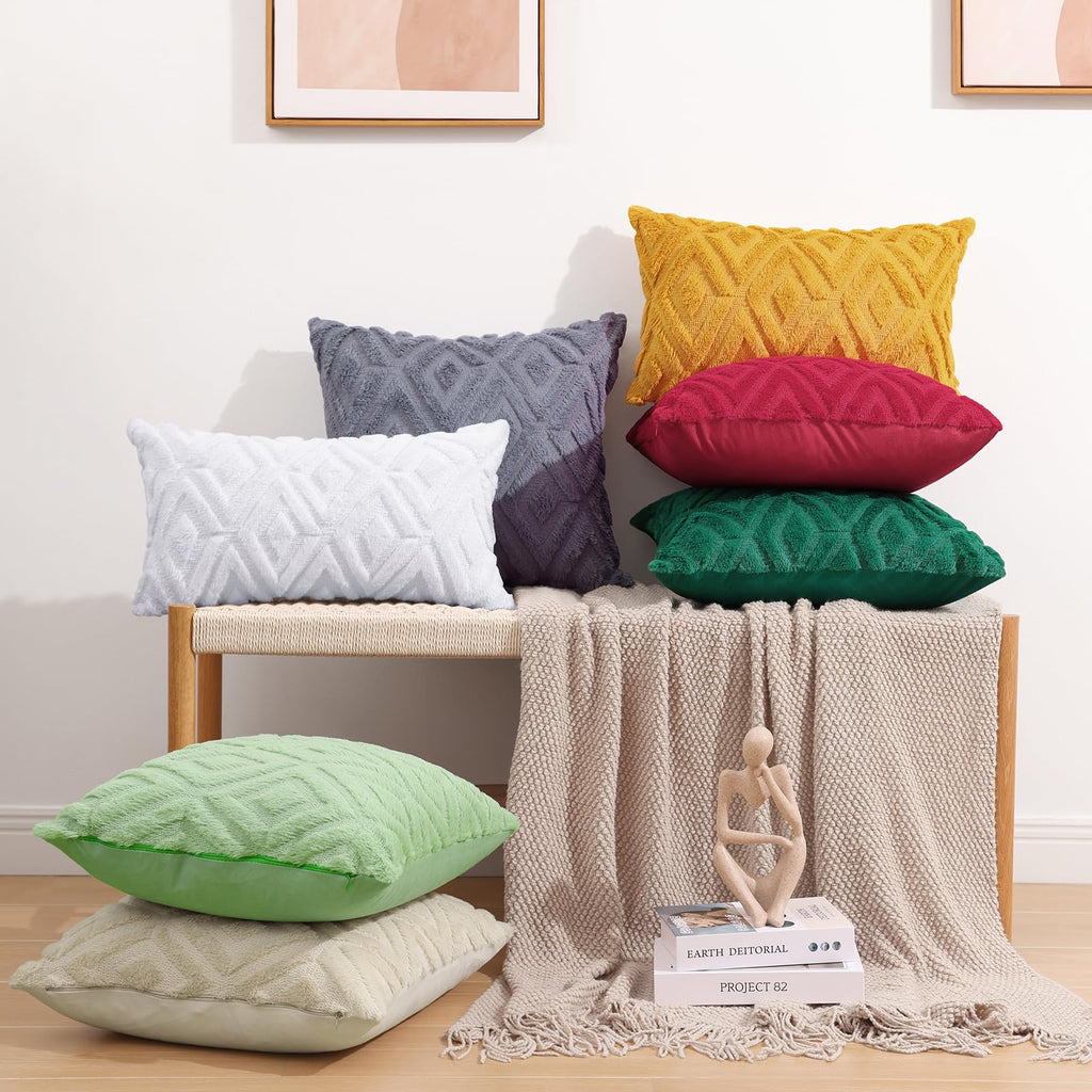 Fall Pure White Faux Fur Throw Pillow Covers 26x26 Set of 2