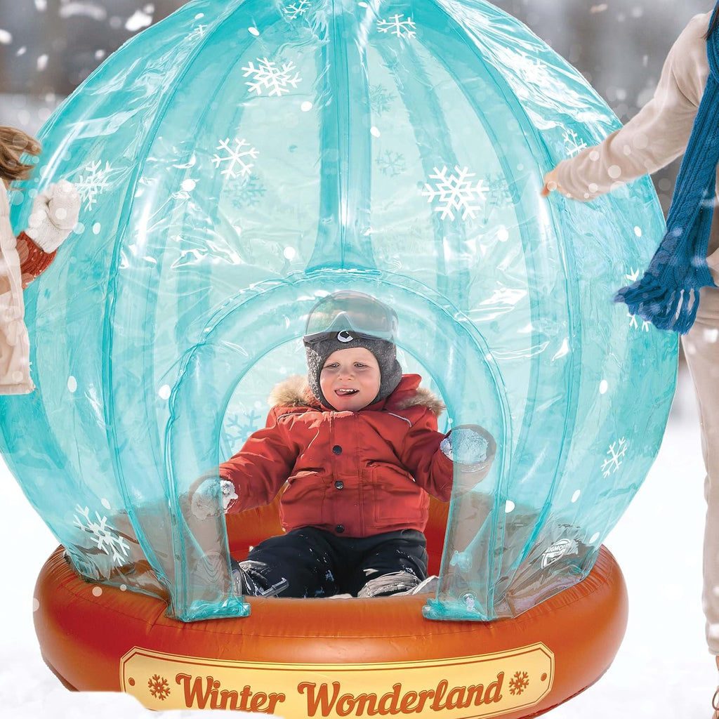 Inflatable Snow Globe - Inflatable Snow Fort with Entrance - Outdoor & Indoor Christmas Decorations for Yard, Kids