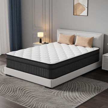 12 Inch Queen Size Hybrid Mattress in a Box, Medium Firm Gel Memory Foam and Pocket Spring Mattress for Back Pain