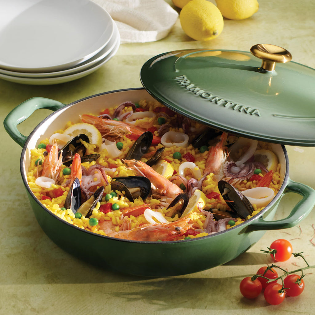Bestow Enameled Cast Iron 4-Qt Braiser Pan with Lid, Cactus
