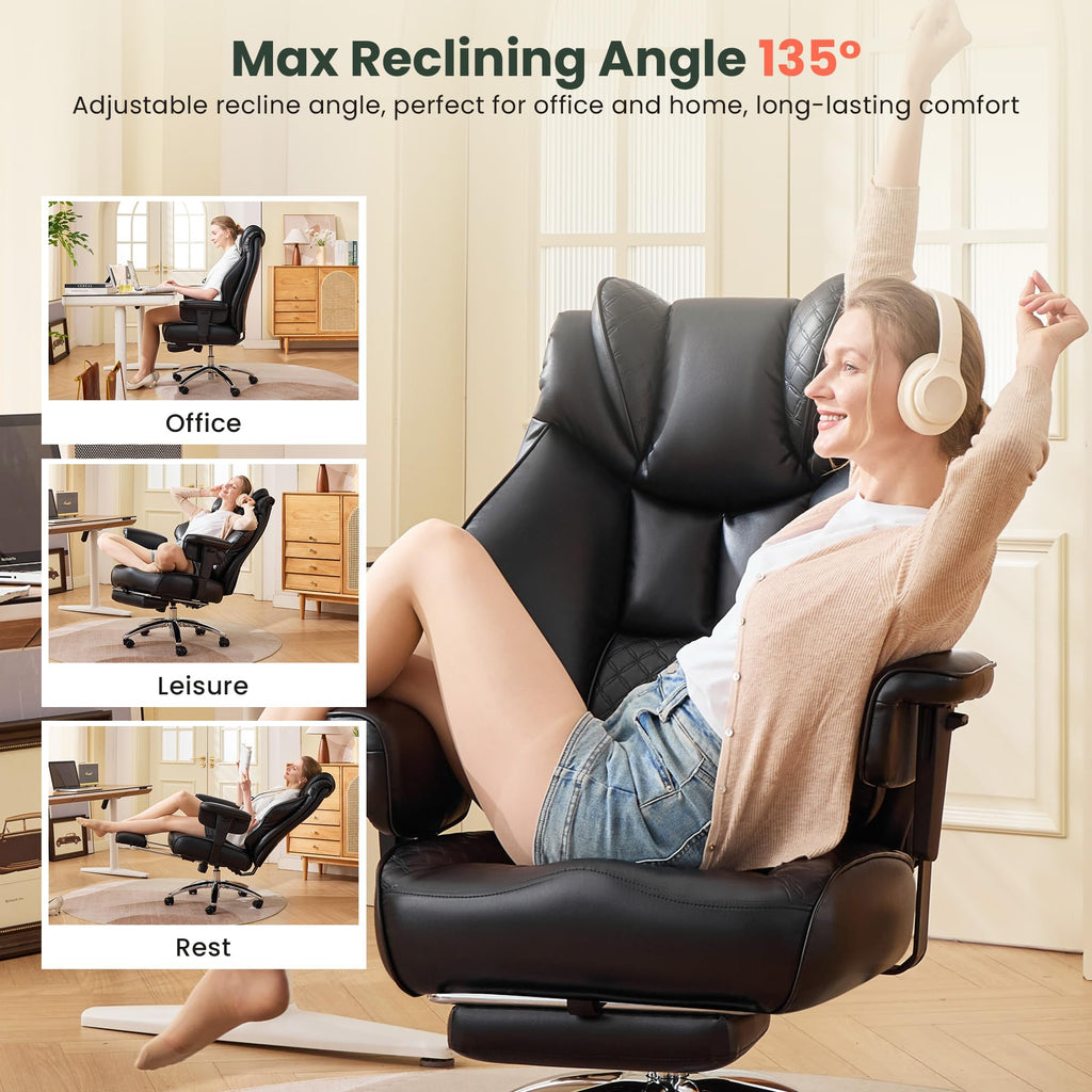 500lbs Big and Tall Office Chair Adjustable Lumbar Support, Extra Wide Seat Ergonomic Gaming Chair with Footrest