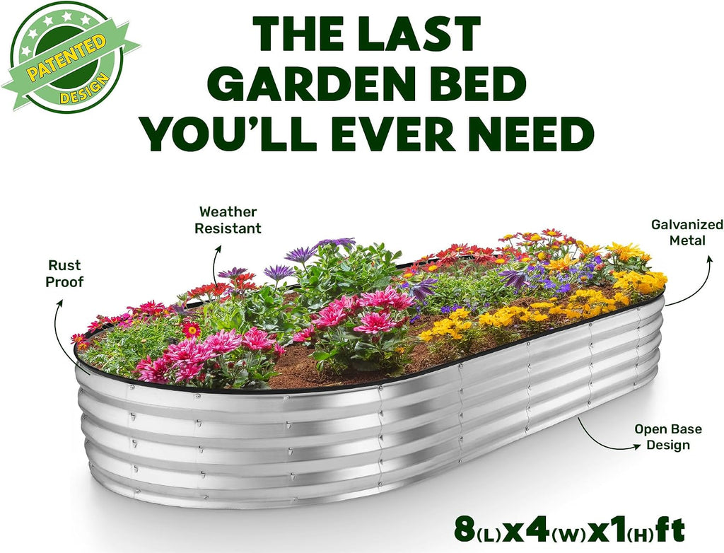 Galvanized Raised Garden Beds Outdoor // 8×4×1 ft (2-Pack) Planter Raised Beds for Gardening, Vegetables, Flowers //