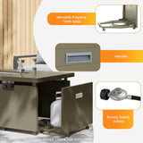 51 Inch Outdoor Fire Pit Table, 50,000BTU Rectangle Propane Fire Pit with Sliding Tank Holder, Glass Wind Guard, Dust Cover, Removable Lid, CSA - Image 6