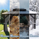 10'x12' Gazebo Hardtop Gazebo, Aluminum Pergola with Double  - Image 8