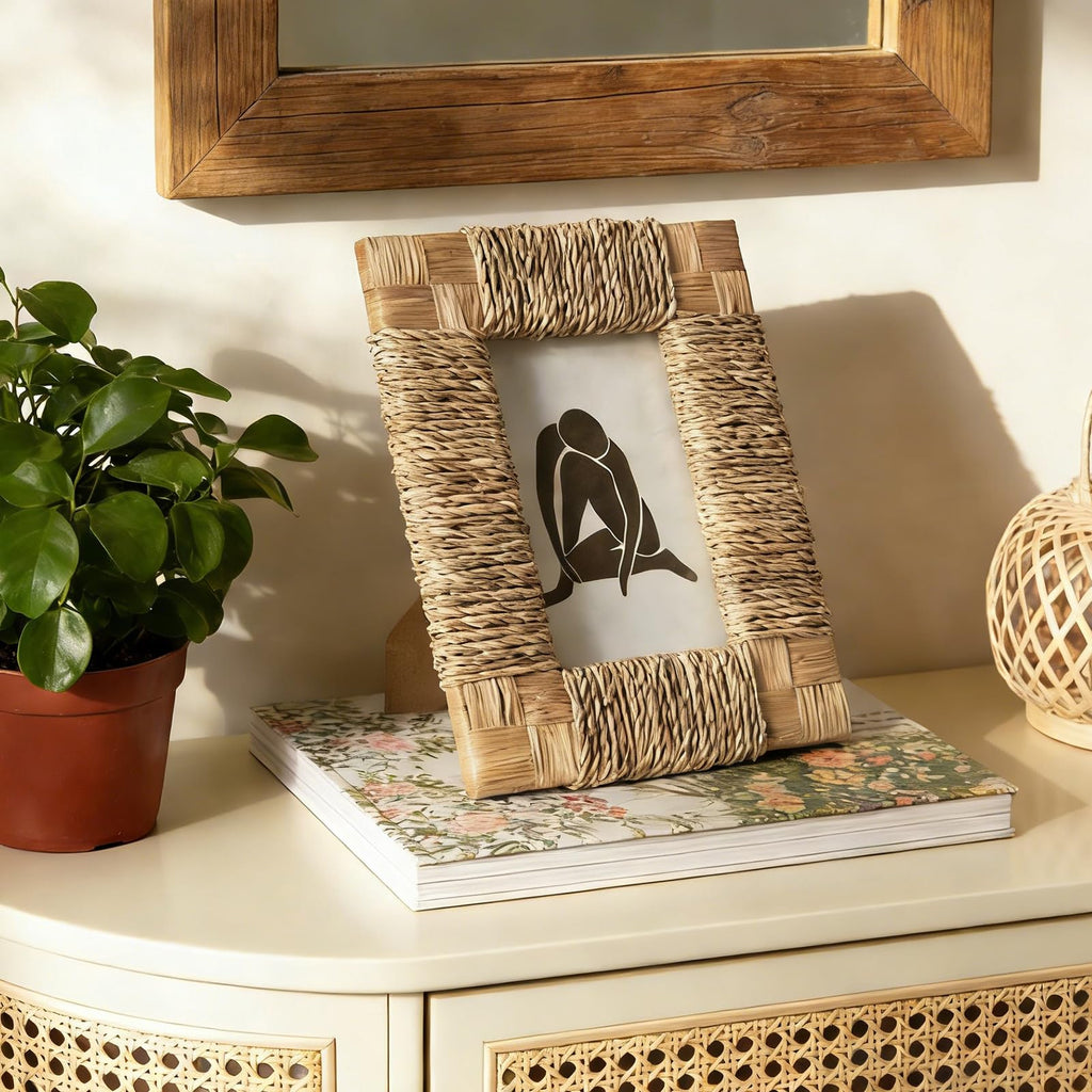 Handwoven Sea Grass Picture Frame Tabletop Display