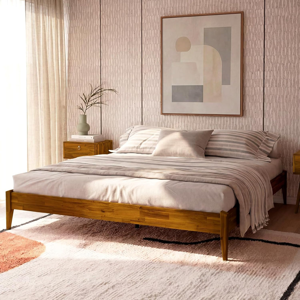 Dinkee Bed Frame Wood 15 Inch - Solid Wood Platform Bed Frame - Japanese Joinery Bed - Modern & Minimalist Style