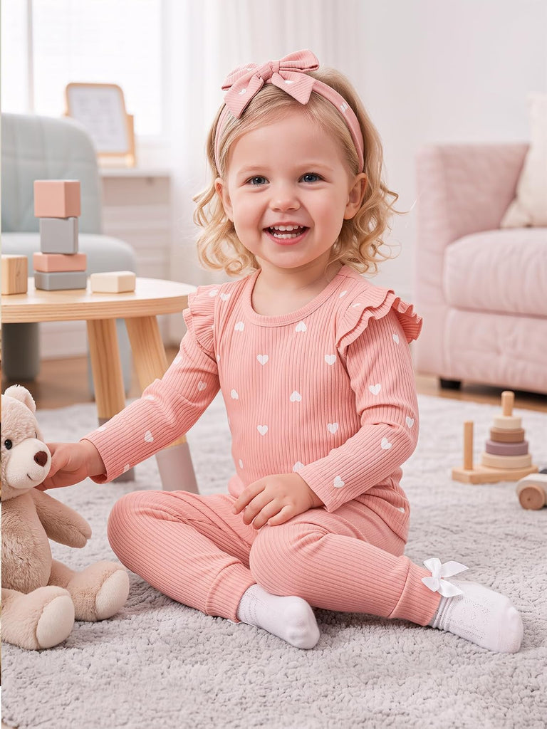 Baby Girl Clothes Outfits 3Pc Long Sleeve Cotton Top Pants