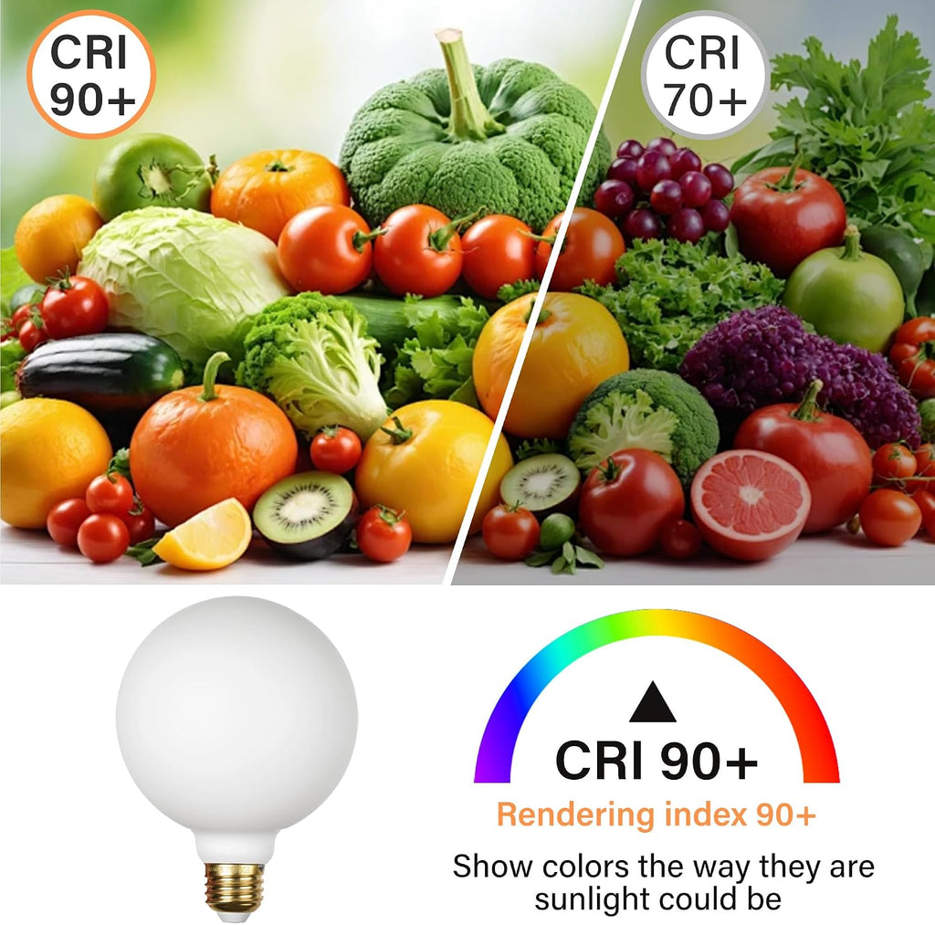 Large Globe G40 Edison Bulbs 8W 1100LM E26 Dimmable 3000K, 2 Pack