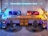 L Shaped Desk with Drawers and Hutch, 47.2" Reversible Office Computer Desk with 5 Fabric Drawers