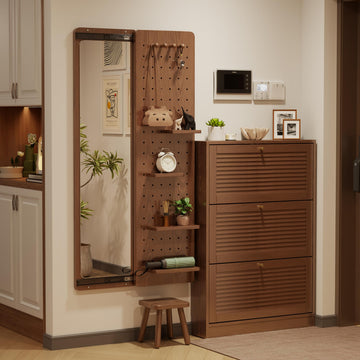 Full Length Mirror with Shelf and Hooks,Entry Way Mirrors for Wall,Wall Mirror with Shelf,Wall Mirror with Storage