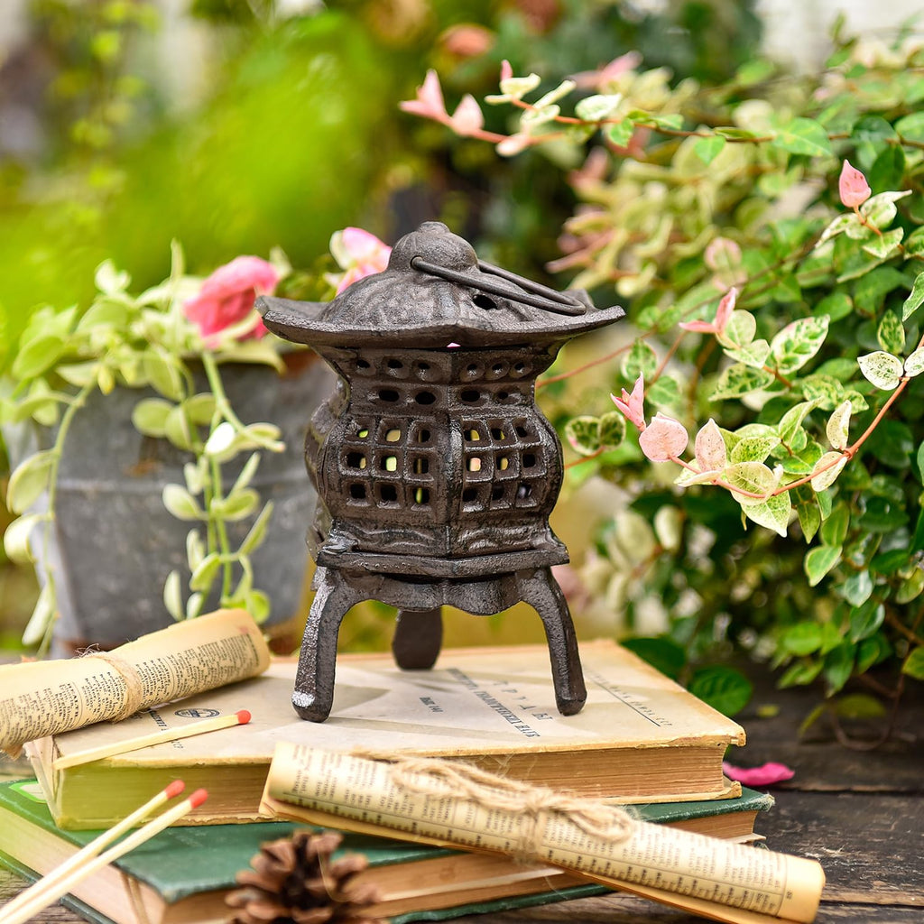 Cast Iron Lantern, Rustic Brown - Palace Hanging Candle Holder