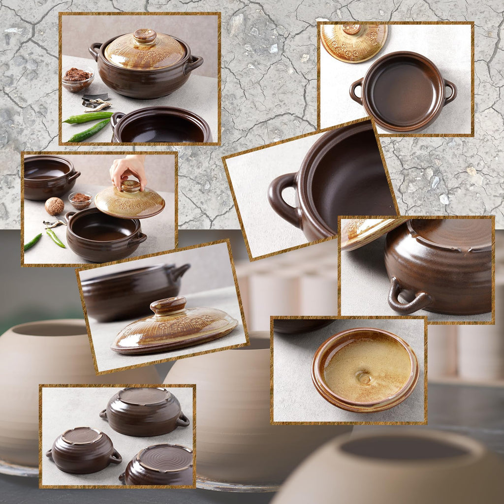 Korean Pot [Buncheong] MUD GLAZE Earthenware Ttukbaegi, Natural Ceramic Clay Cooking Pot Casserole, Heat Resistant